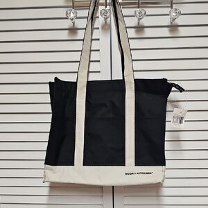 NWT Vintage Black and Cream Canvas Books-A-Million With Zipper & Pockets